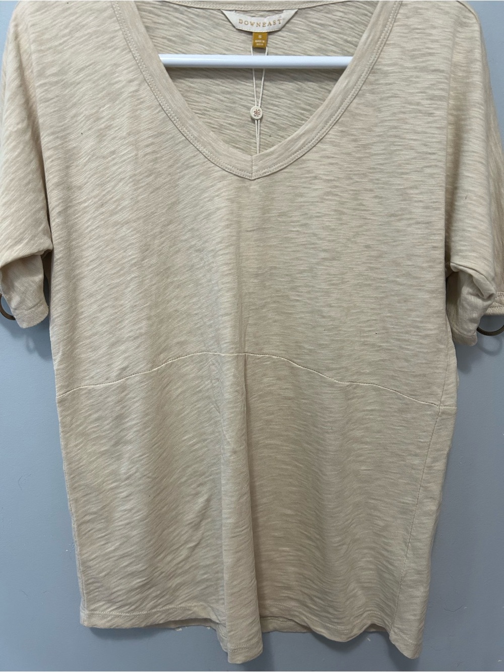 Downeast women V-Neck Short Sleeve Shirt - Cream